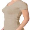 Active Basic Womens Plain Basic Deep Scoop Neck with Cap Short Sleeves - Oat - Large view 3
