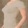 Active Basic Womens Plain Basic Deep Scoop Neck with Cap Short Sleeves - Oat - Large view 4