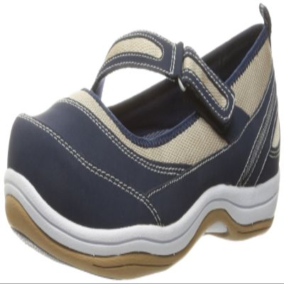 Easy Street Women's Jules Flat, Navy/Tan, 6 N US