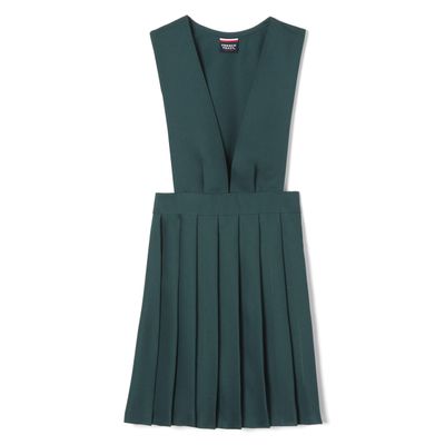 French Toast Girls' V-Neck Pleated Jumper, Hunter Green, 20