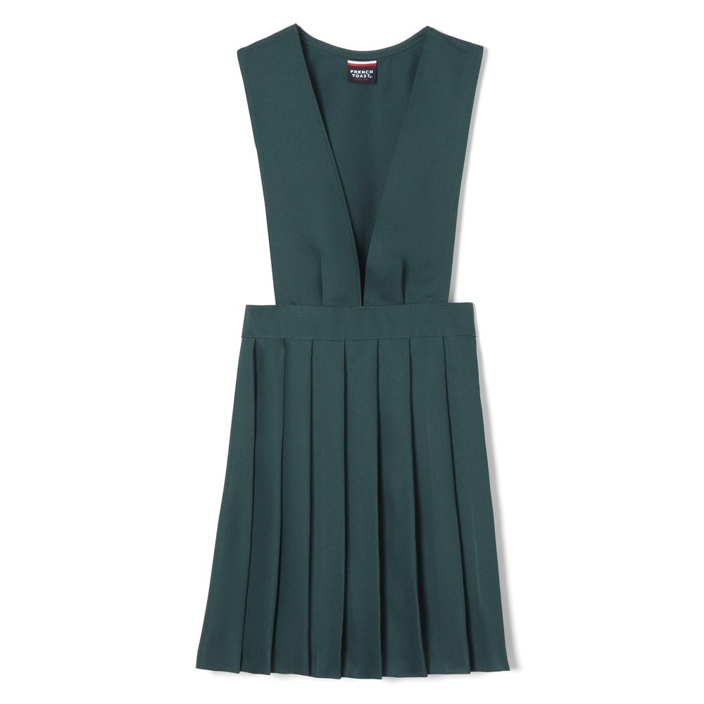 French Toast Girls' V-Neck Pleated Jumper, Hunter Green, 20