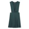 French Toast Girls' V-Neck Pleated Jumper, Hunter Green, 20 view 3