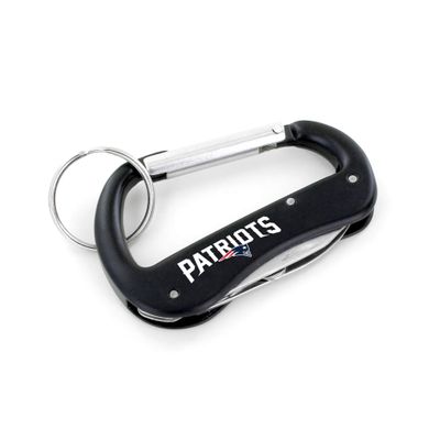 Aminco NFL New England Patriots Carabiner Multi-Tool Keychain, Black 2 x 2.35-