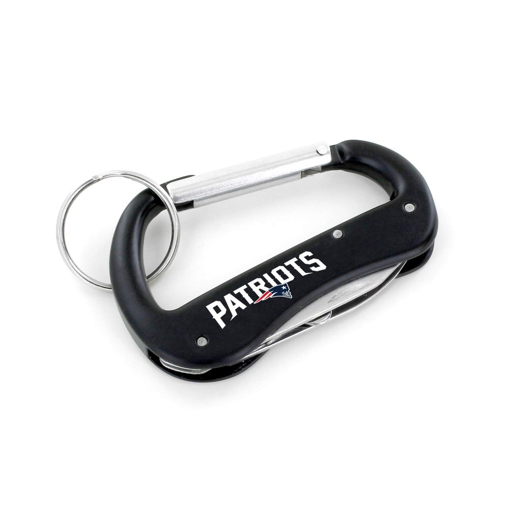 Aminco NFL New England Patriots Carabiner Multi-Tool Keychain, Black 2 x 2.35-