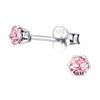3mm Tiny Small Crystals Color Children Girls Stering Silver 925 Posts (E5573) (Light Rose) view 1