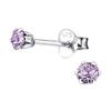 3mm Tiny Small Crystals Color Children Girls Stering Silver 925 Posts (E5573) (Light Ameythyst) view 1