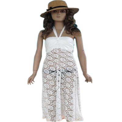 JJ-GOGO White/Black Convertible Lace Beach Dress (White)