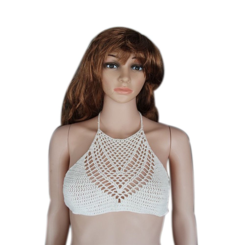 JJ-GOGO Hand-Woven Halter Wrapped Chest Bikini