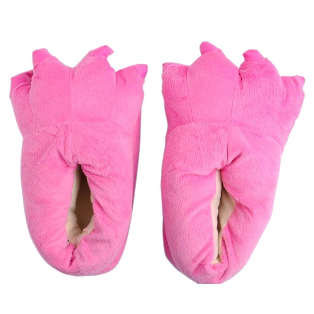FashionFits Unisex Soft Plush Home Slippers Animal Costume Paw Claw Shoes Fuschia M