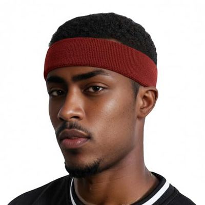 COUVER Extra Thick Cotton Sweatband Extended Size Dark Red 1 Pack