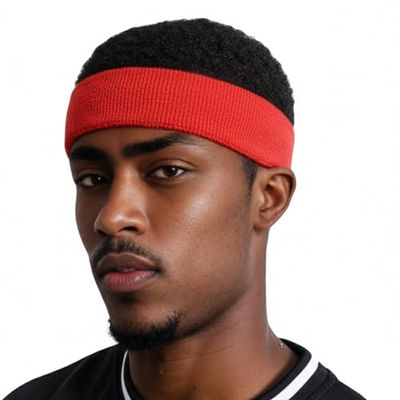 COUVER Extra Thick Cotton Sweatband Extended Size Red 1 Pack