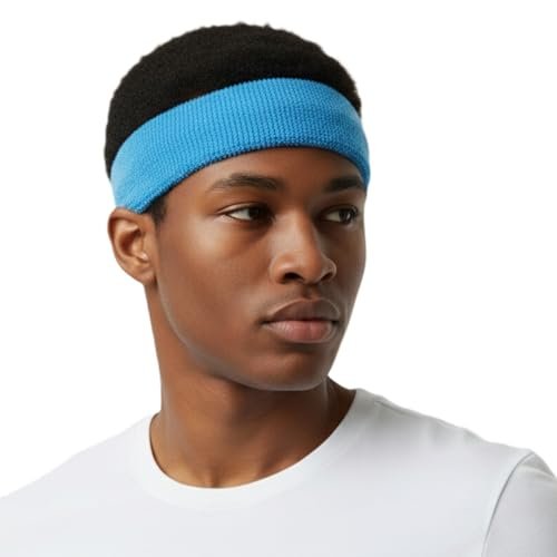COUVER Extra Thick Cotton Sweatband Extended Size Sky Blue 1 Pack