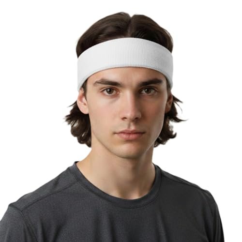 COUVER Extra Thick Cotton Sweatband Extended Size White 1 Pack