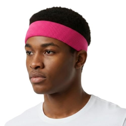 COUVER Extra Thick Cotton Sweatband Extended Size Hot Pink 1 Pack