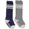 juDanzy 2 Pack of Baby, Toddler and Kids Knee High Tube Socks for Boys and Girls with Grips (0-6 Months, Blue & Gray) view 1