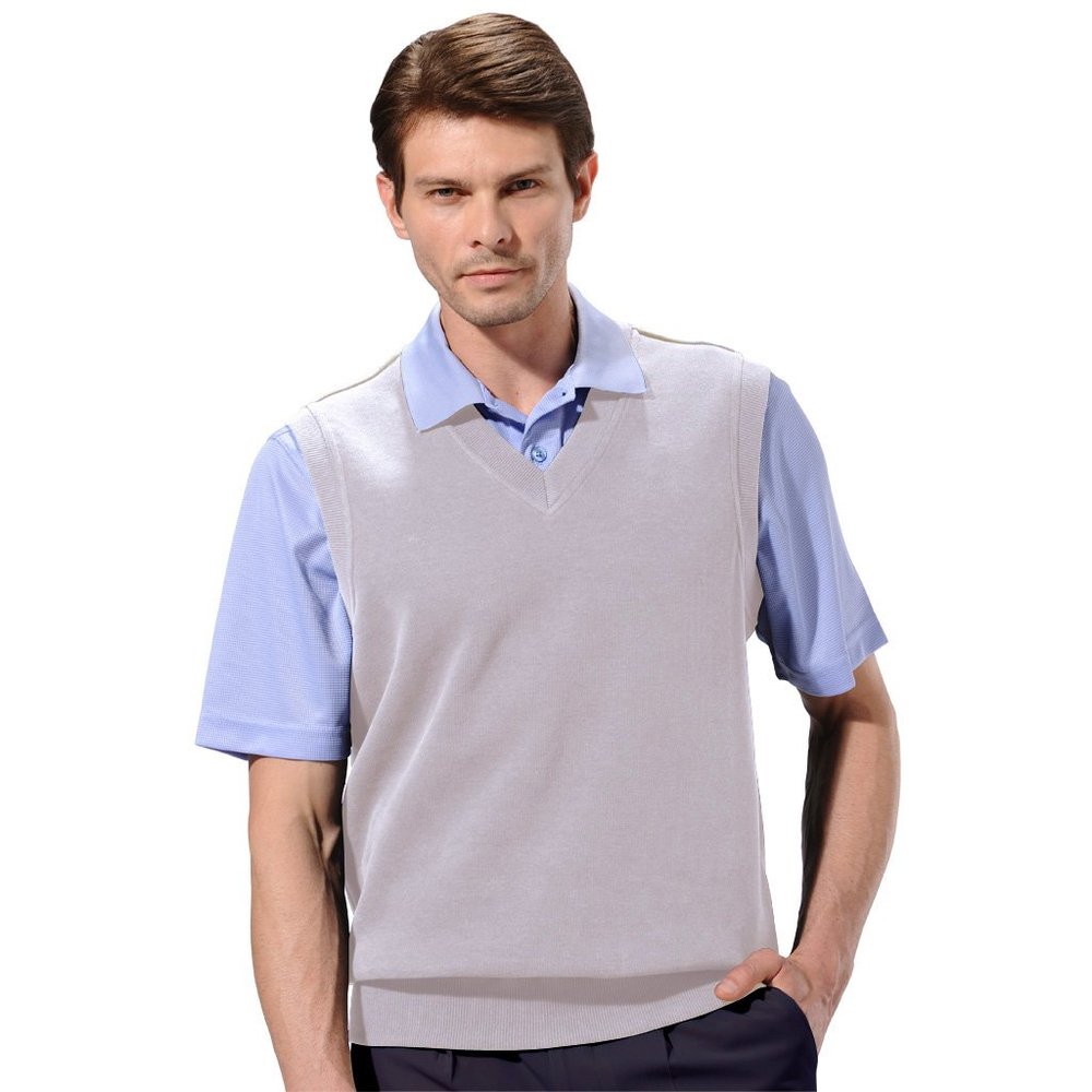 Monterey Club Men's Classic Midweight Knit V-Neck Vest #1924 (Gray, 3X-Large)