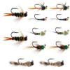 The Fly Fishing Place Barbless Tactical Czech Nymph Fly Fishing Flies Collection - One Dozen Tungsten Bead Euro Nymphing Fly Assortment - 2 Each of 6 Patterns - Hook Sizes 12, 14 and 16 view 1
