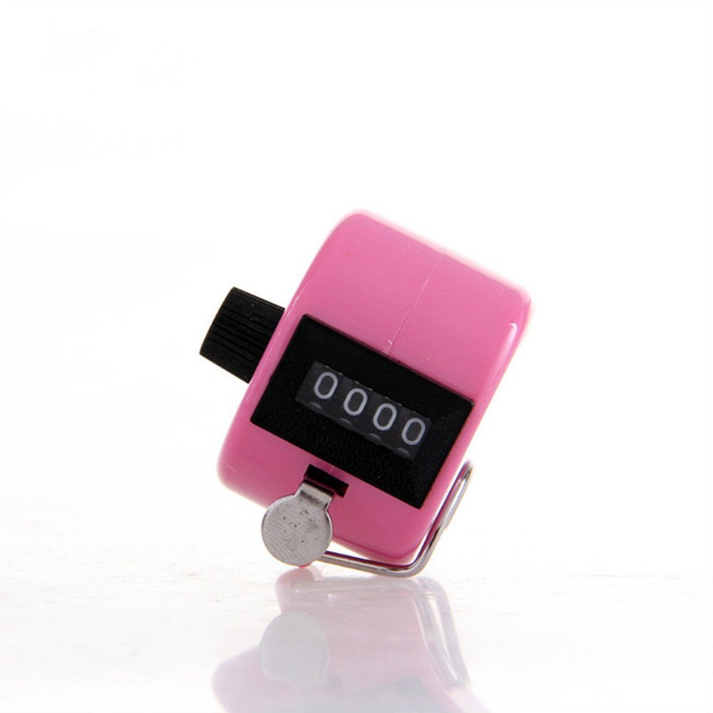 Jiusheng Pack of 3 Pink Hand Held Tally Digit Mechanical Clicker Counter