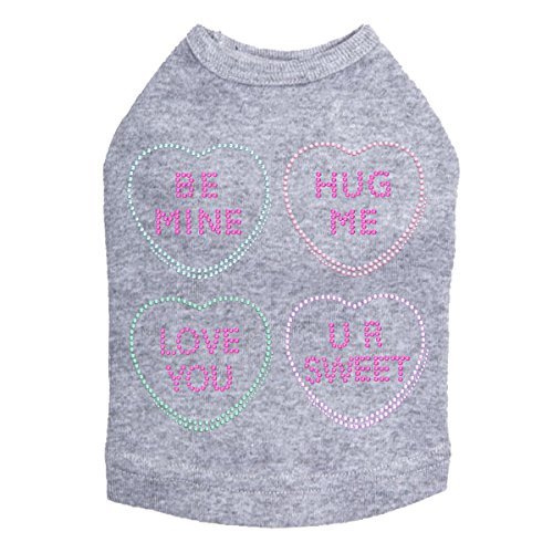 Candy Conversation Hearts - Dog Shirt, 2XL Heather Gray