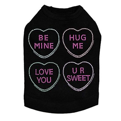 Candy Conversation Hearts - Dog Shirt, 2XL Black