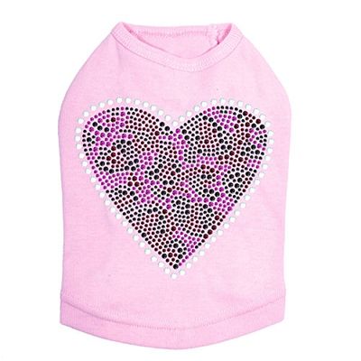 Fuchsia Leopard Heart - Dog Shirt, 4XL Pink