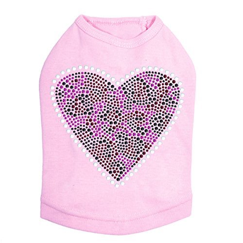 Fuchsia Leopard Heart - Dog Shirt, 4XL Pink