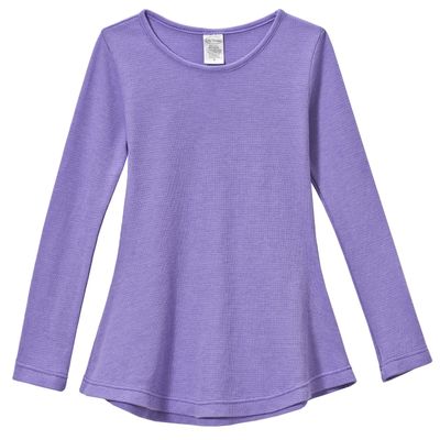 City Threads Little Girls' Thermal Long Sleeve Tunic Shirt Tee Dress for School Party Play, Deep (Medium) Purple, 14