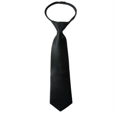 Spring Notion Boys' Pre-tied Satin Zipper Necktie - Adjustable Ties for Kids, X-Small with gift box, Black