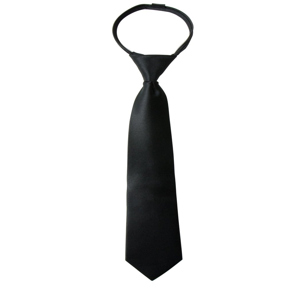 Spring Notion Boys' Pre-tied Satin Zipper Necktie - Adjustable Ties for Kids, X-Small with gift box, Black