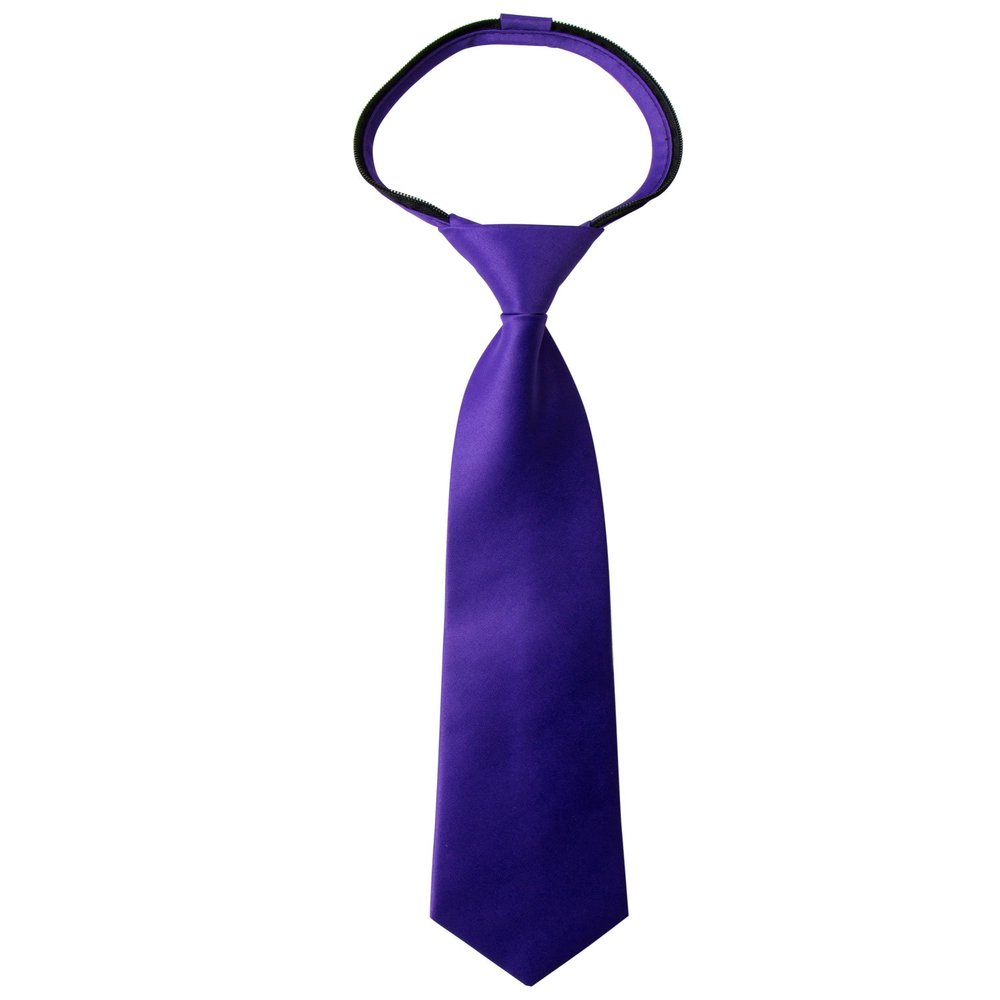 Spring Notion Boys' Pre-tied Satin Zipper Necktie - Adjustable Ties for Kids, X-Small with gift box, Purple