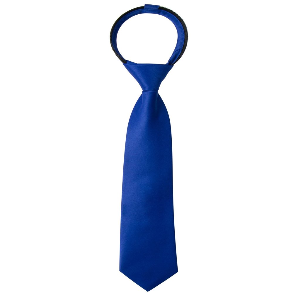 Spring Notion Boys' Pre-tied Satin Zipper Necktie - Adjustable Ties for Kids, Small with gift box, Royal Blue