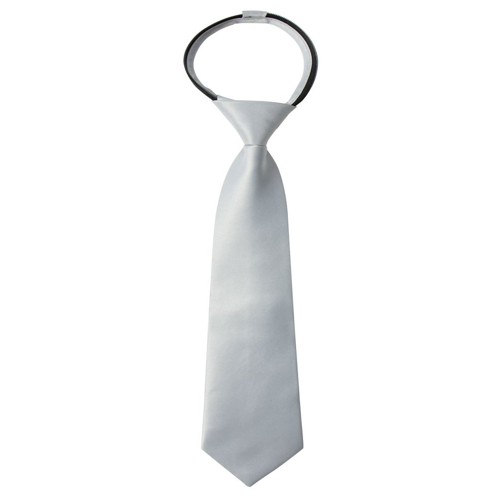 Spring Notion Boys' Pre-tied Satin Zipper Necktie - Adjustable Ties for Kids, Medium with gift box, Grey