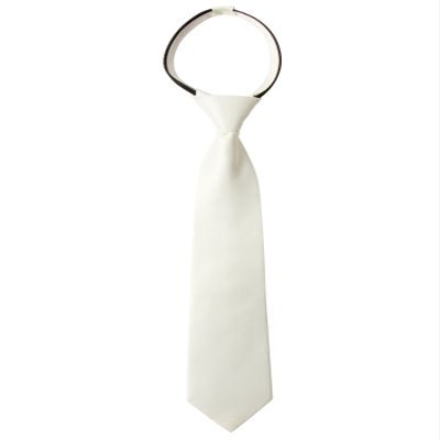Spring Notion Boys' Pre-tied Satin Zipper Necktie - Adjustable Ties for Kids, X-Small with gift box, Ivory