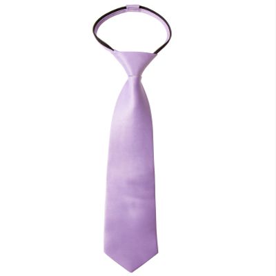 Spring Notion Boys' Pre-tied Satin Zipper Necktie - Adjustable Ties for Kids, Small with gift box, Lilac