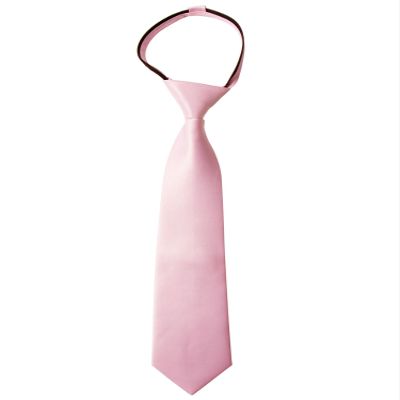 Spring Notion Boys' Pre-tied Satin Zipper Necktie - Adjustable Ties for Kids, X-Small with gift box, Light Pink