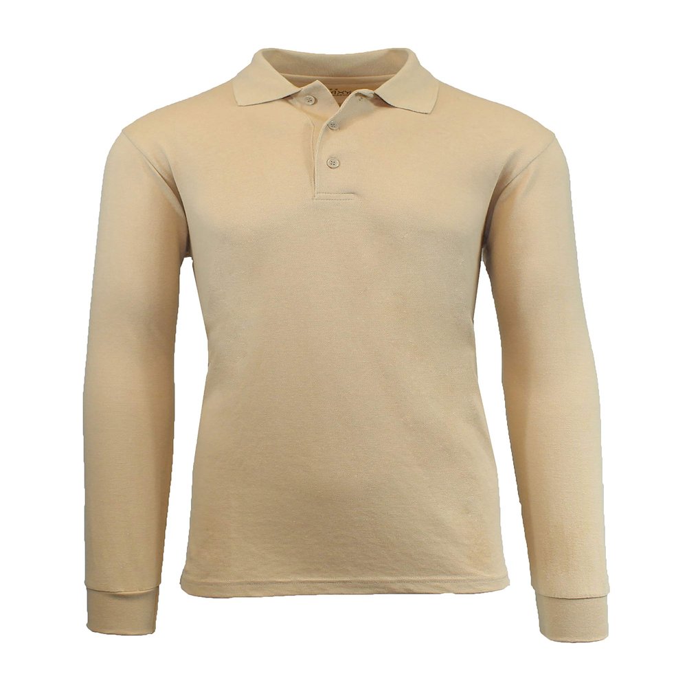 Galaxy by Harvic Boys Long Sleeve Polo Shirts Khaki