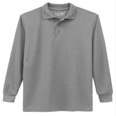 Galaxy by Harvic Boys Long Sleeve Polo Shirts Heather Grey
