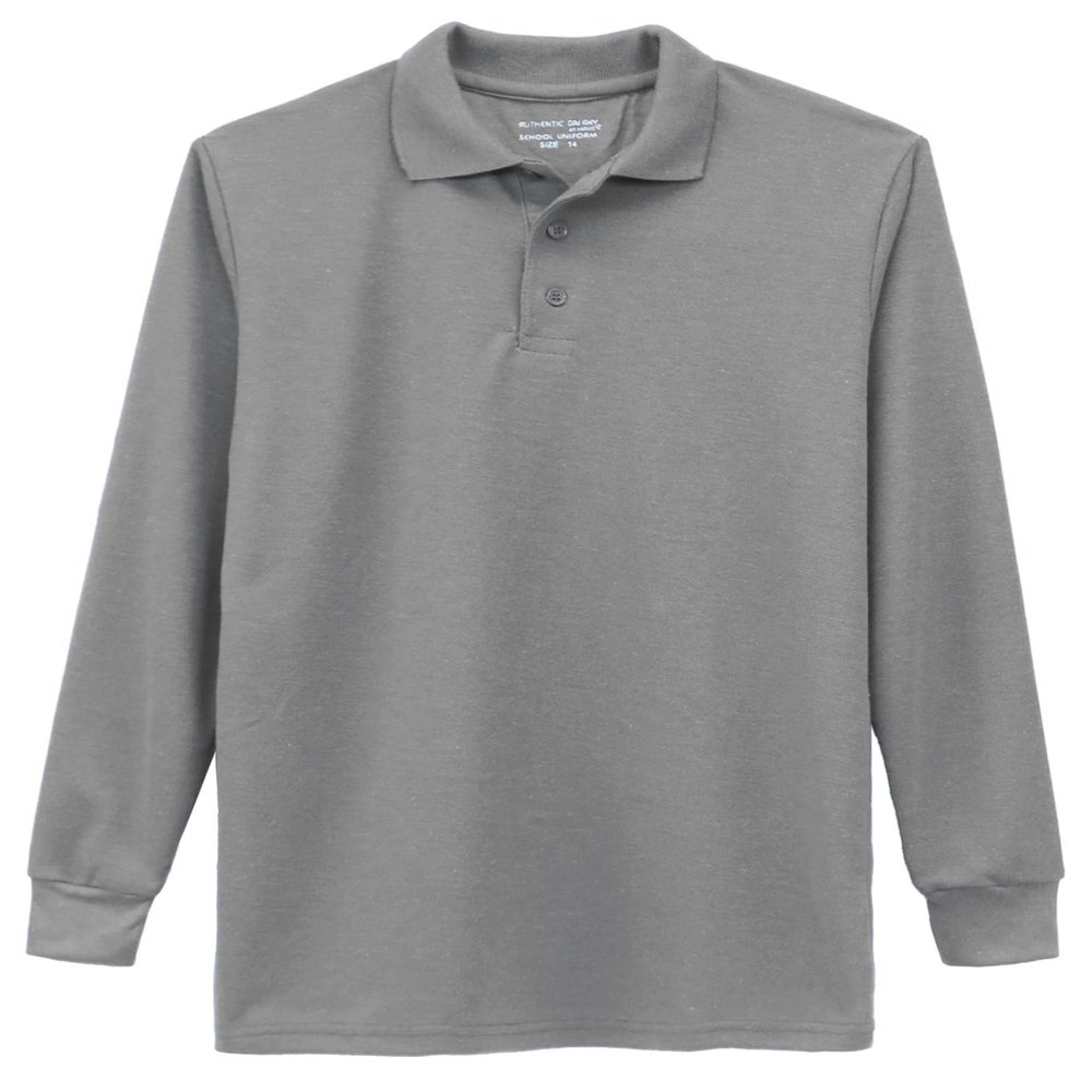 Galaxy by Harvic Boys Long Sleeve Polo Shirts Heather Grey