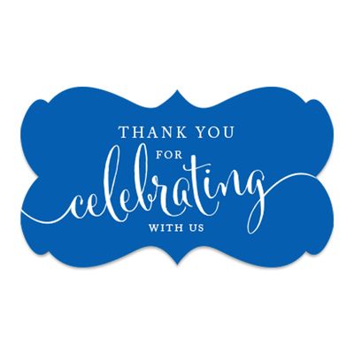 Andaz Press Fancy Frame Rectangular Royal Blue Thank You Stickers, Thank You for Celebrating with Us, Royal Blue Stickers for Packaging, 36 Pack Wedding Decorations, Wedding Favors, Party Favor