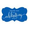 Andaz Press Fancy Frame Rectangular Royal Blue Thank You Stickers, Thank You for Celebrating with Us, Royal Blue Stickers for Packaging, 36 Pack Wedding Decorations, Wedding Favors, Party Favor