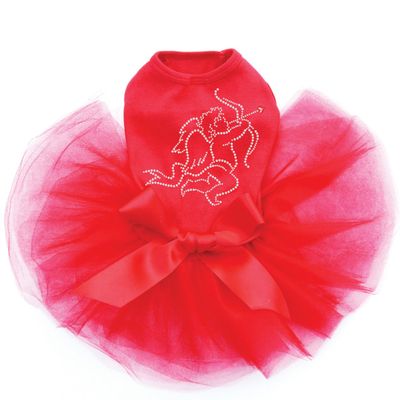 Cupid #2 - Bling Rhinestone Heart Valentine Dog Tutu Dress, 4XL Red
