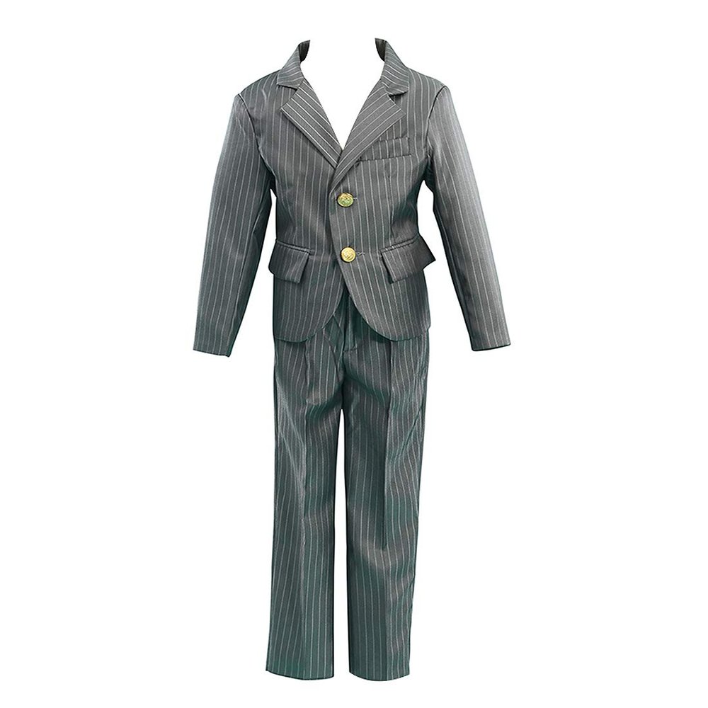HBDesign Boys'2 Piece 2 Button Thick Stripe Slim Fit Casual Suite Gray