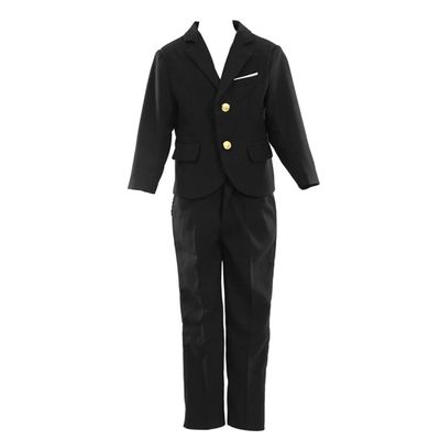 HBDesign Boys'2 Piece 2 Button Notch Lapel Slim Trim Fit Casual Suite Black