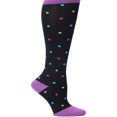 Nurse Mates Women's Calf Socks | 12-14 mmHg Compression | Comfort Support | 1 Pair | Bright Dots