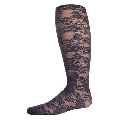 MeMoi Girls' Flower Bunches Sheer Tights Navy 12-14