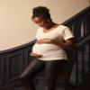Motherhood Maternity Women's Short Sleeve Side Ruched V-Neck Pregnancy Tee Shirt, White, Large view 3