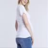 Motherhood Maternity Women's Short Sleeve Side Ruched V-Neck Pregnancy Tee Shirt, White, Large view 4