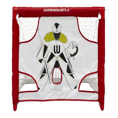 Winnwell Knee Hockey Goal Set - Indoor & Outdoor Hockey Training Equipment with Net Shooting Target, Sticks, Ball & Carry Case