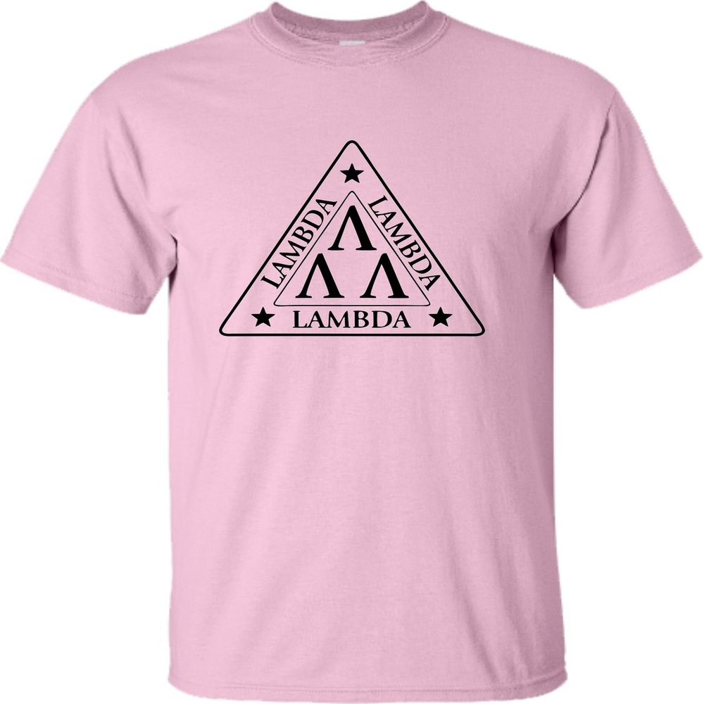 Go All Out Large Pink Adult Lambda Lambda Lambda Tri Lambda Funny T-Shirt