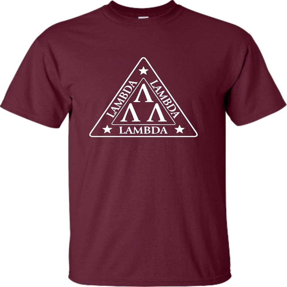 Go All Out Small Maroon Adult Lambda Lambda Lambda Tri Lambda Funny T-Shirt